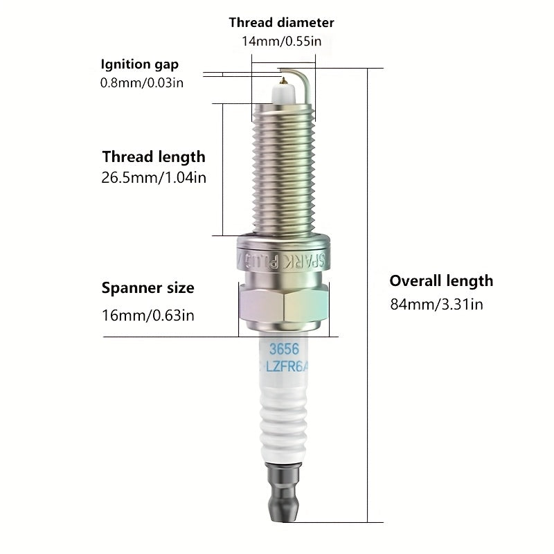 4PCS Iridium Platinum Spark Plugs High Performance Ceramic Insulator Durable