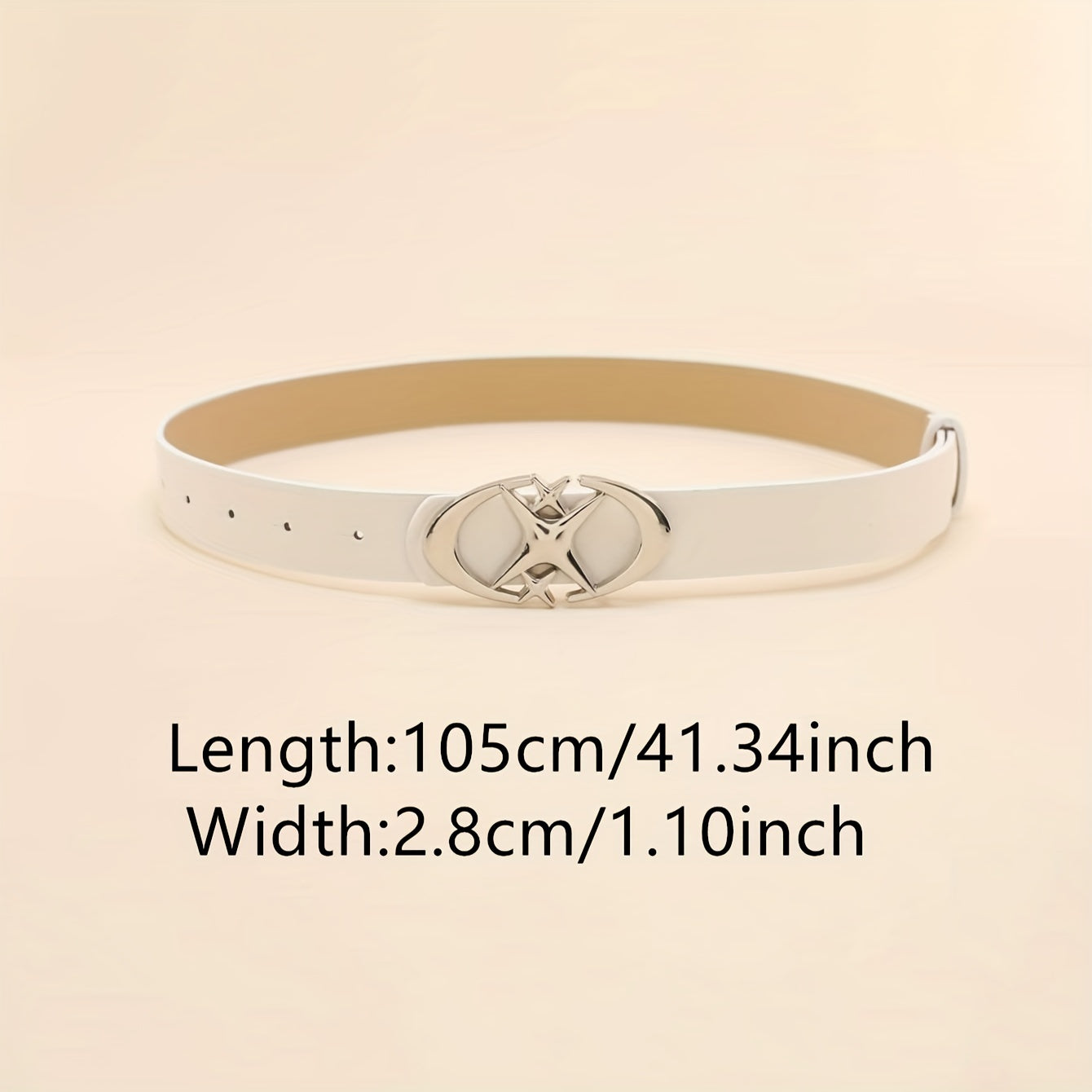 Women's Oval Star Buckle Belt in Solid PU Leather for Casual Jeans