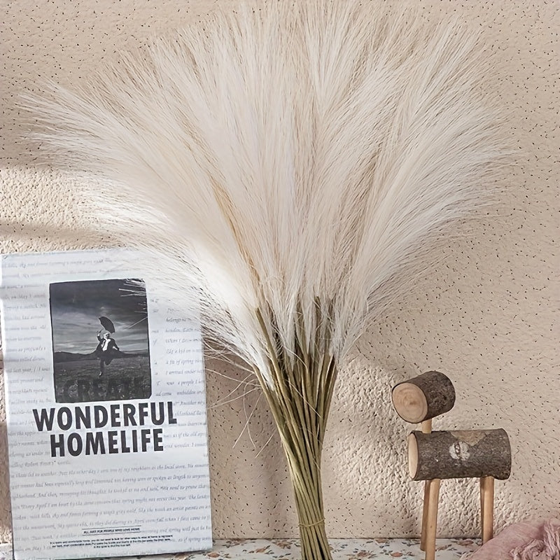 21 Pcs Artificial Pampas Grass Flowers Realistic Texture Soft Feathered Decor for Celebrations and Room