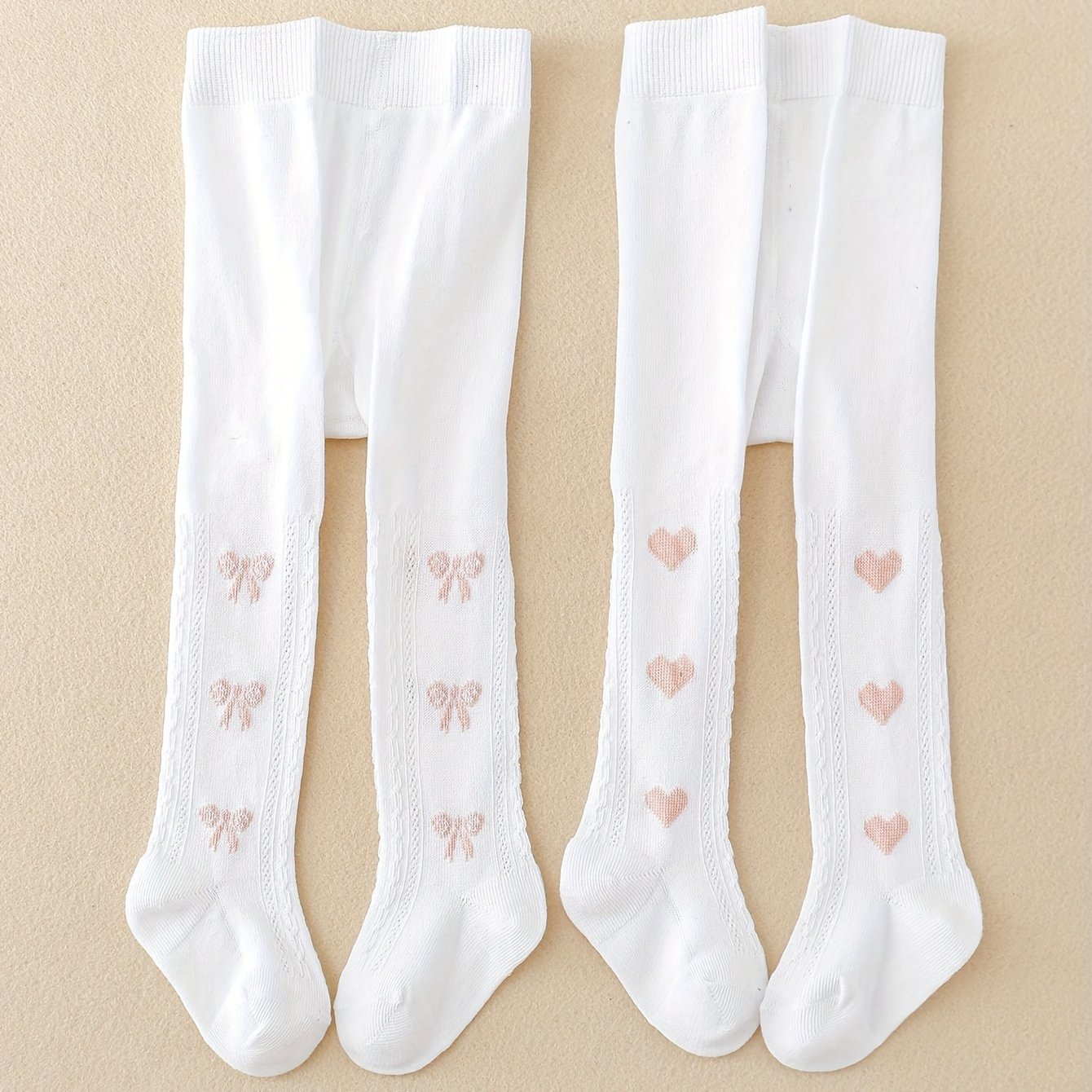 Girls' Leggings Set with Bowknot Pattern for Spring and Fall Kids' Skinny Knit Fabric