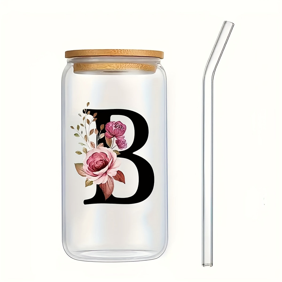 16oz Frosted Glass Cup with Bamboo Lid for Outdoor Camping