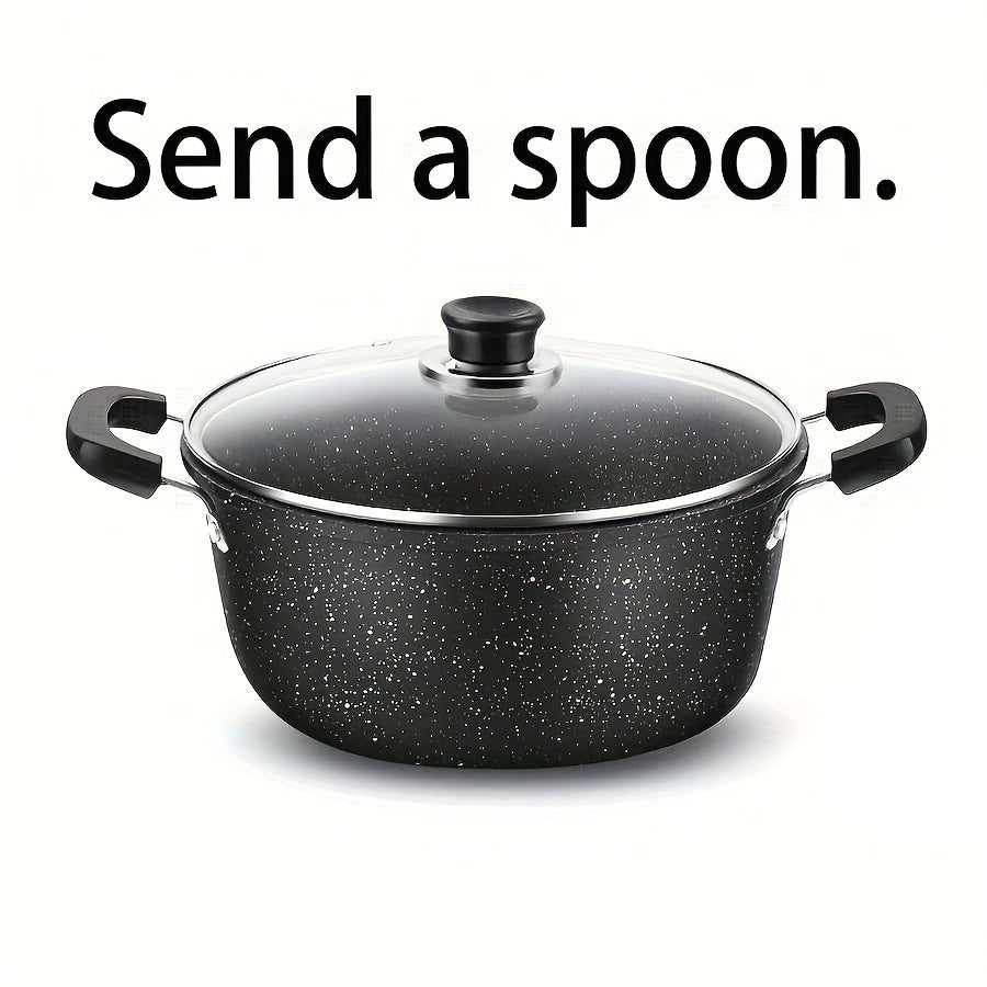 Large Capacity Cast Iron Soup Pot with Non-Stick Coating and Lid