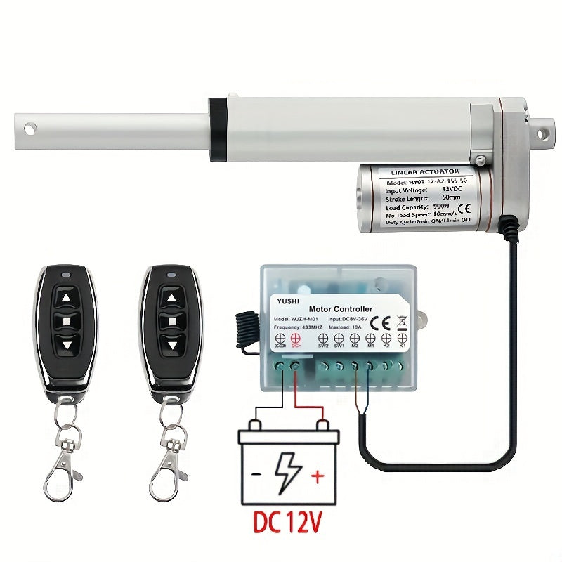12V DC Linear Actuator with Controller 900N Max Load 10mm/s Stroke 50-300mm