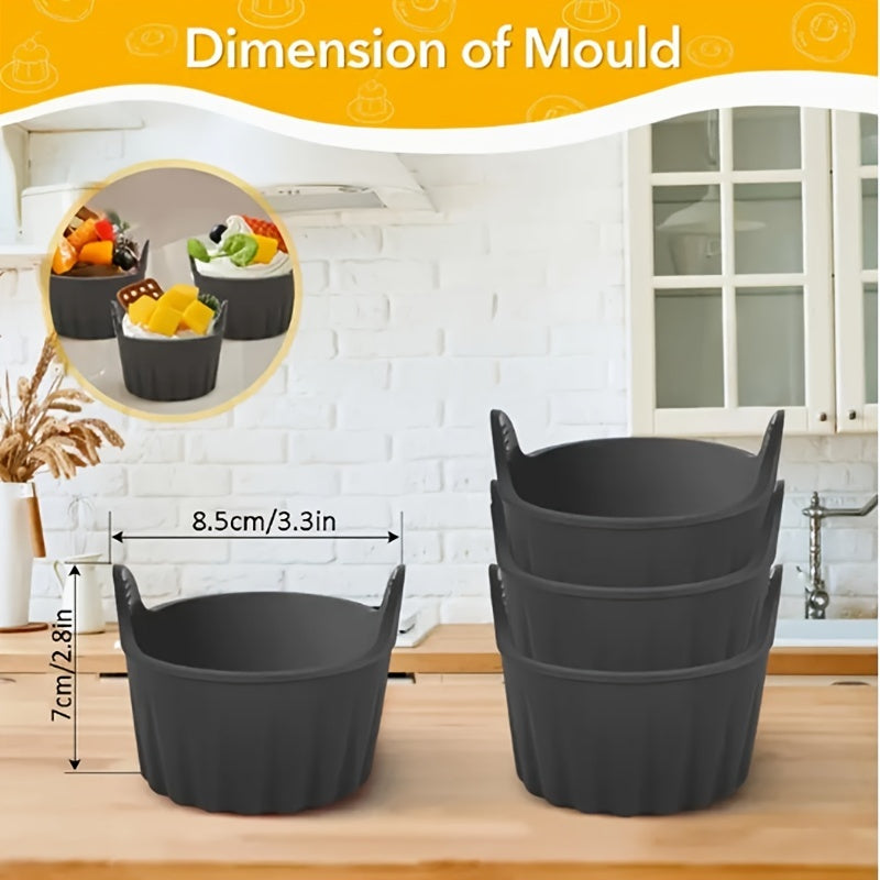 4 moldes de silicona para huevos en freidora de aire, reutilizables, antiadherentes, para microondas, tazas de cocción