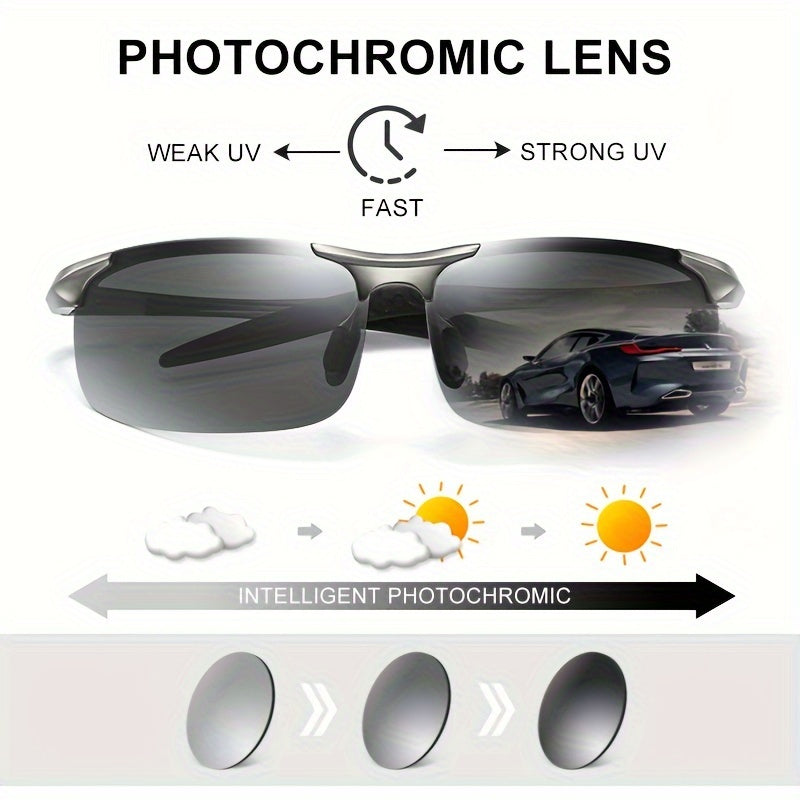 Aluminum Men's Photochromic Polarized Sunglasses for Driving UV400 Anti-Glare