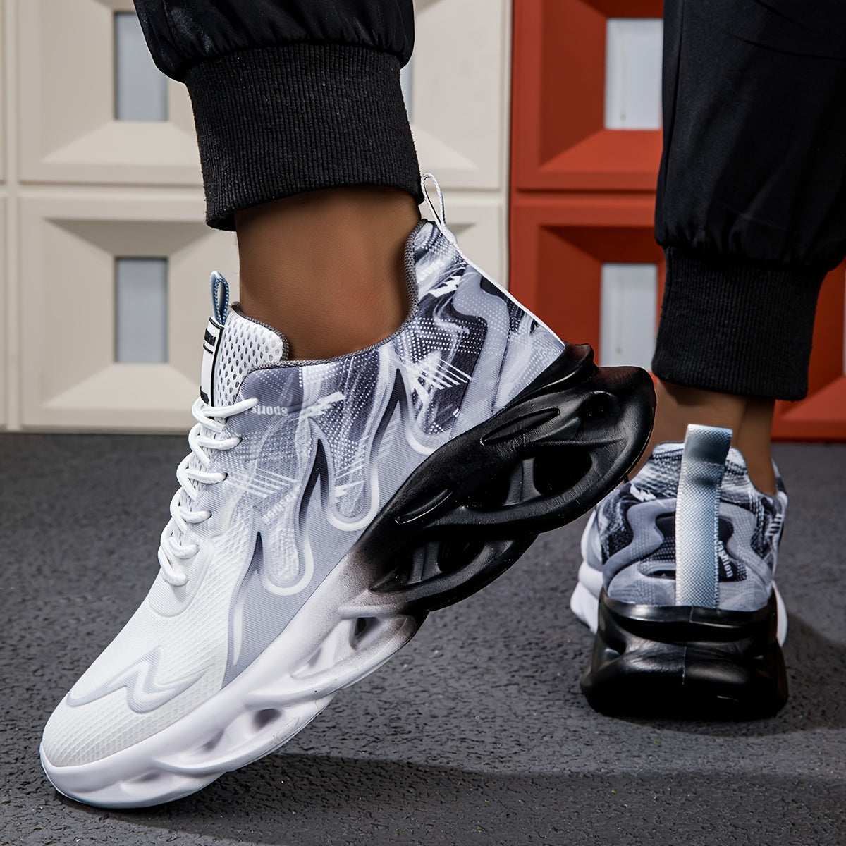 Unisex Lightweight Breathable Running Shoes – Shock Absorbing, White Blue Pink Blue