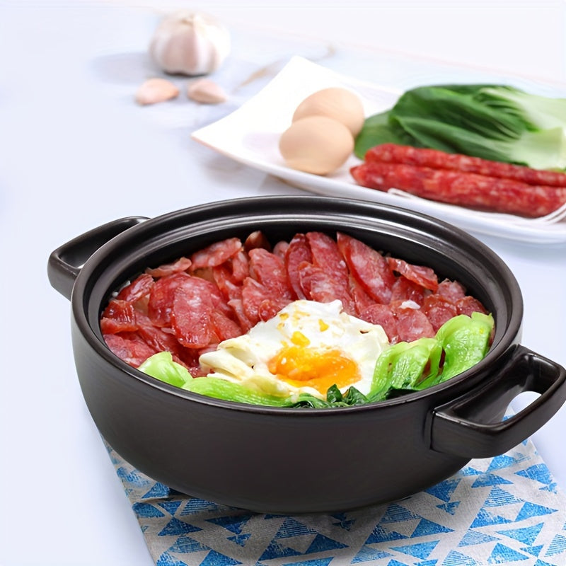 Mustahkam Loy Qozon: Yumaloq Mikroto'lqinli Pechda xavfsiz Stew Qozoni qopqoq bilan - 2L Yuqori Haroratga Bardoshli Keramika Qozon, Sekin Pishirish, Qovurish va Sho'rva Tayyorlash uchun