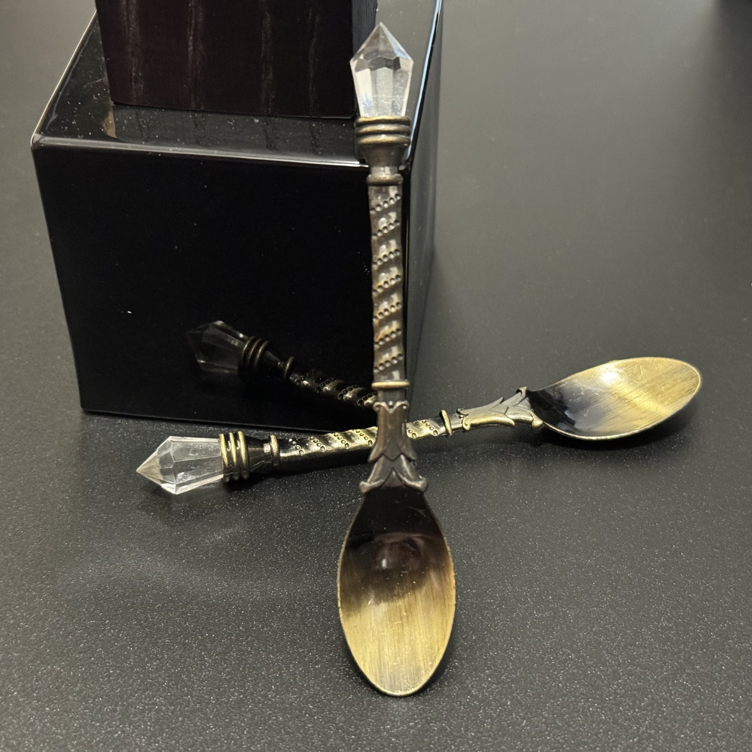 Gold-Plated Coffee Spoon with Crystal Handle for Holiday Celebrations