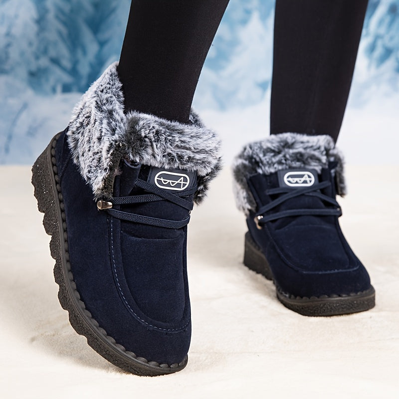 Women's Snow Boots Fleece Lined Waterproof Short Warm Casual Shoes