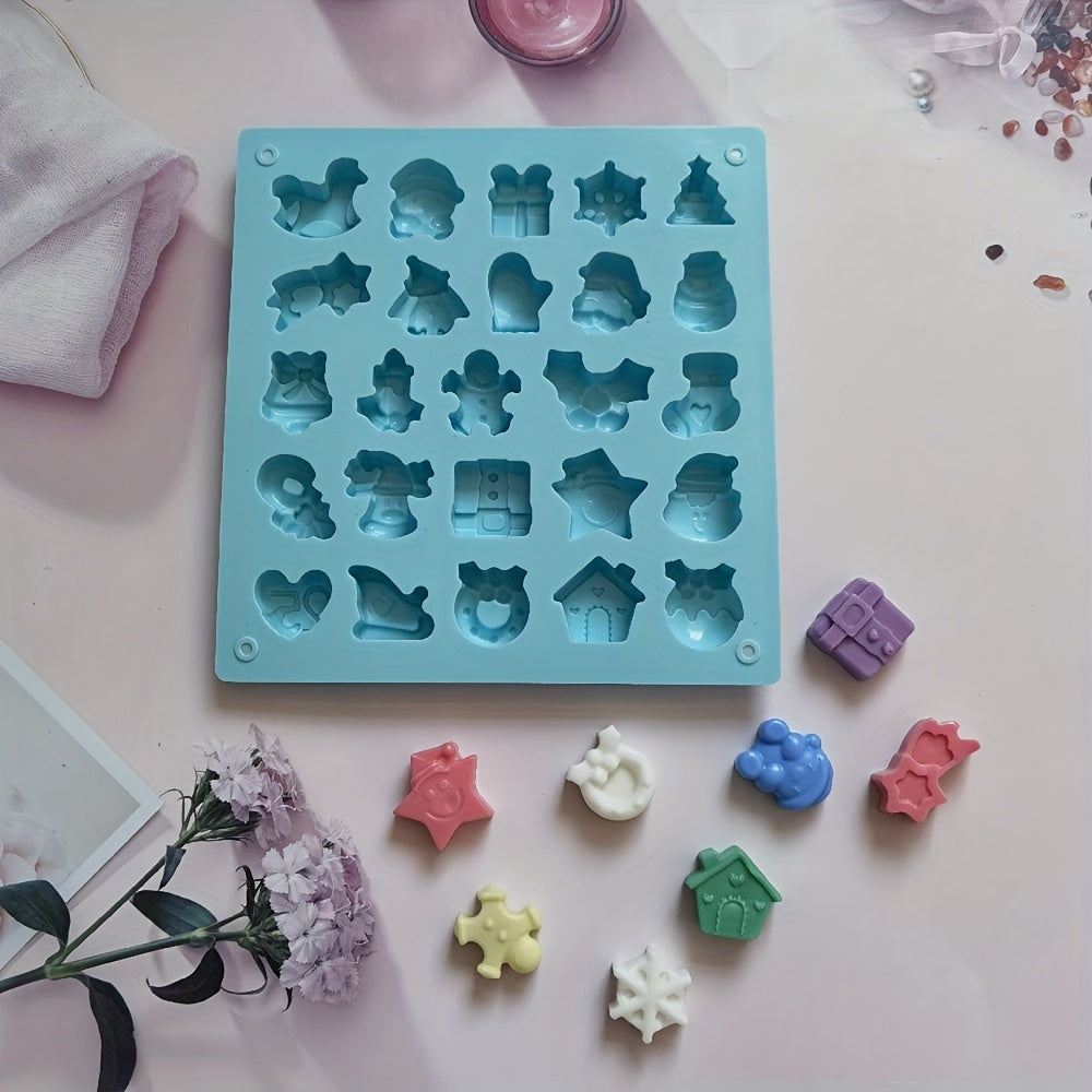 Christmas Chocolate Mold 25 Cavities 3D Silicone Candy and Fondant Baking Tool