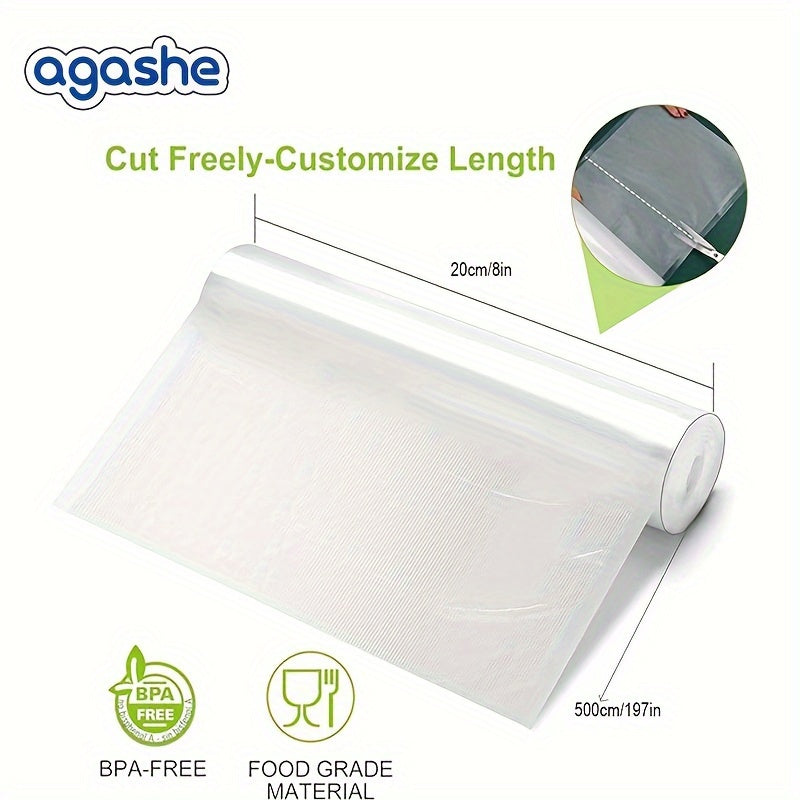 1 Roll Heavy Duty Vacuum Sealer Bags, 5m Long, Puncture Prevention, Heat Resistant, Ideal for Food Storage, Meal Prep, Steak, Sous Vide Cooking