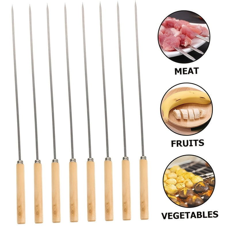 Barbekyu shishlari - Yog'li shishlar, yog'och tutqichlar bilan, dumaloq va zanglamaydigan po'latdan yasalgan barbekyu ignalari, sirpanmaydigan, issiqqa chidamli va qayta ishlatiladigan.