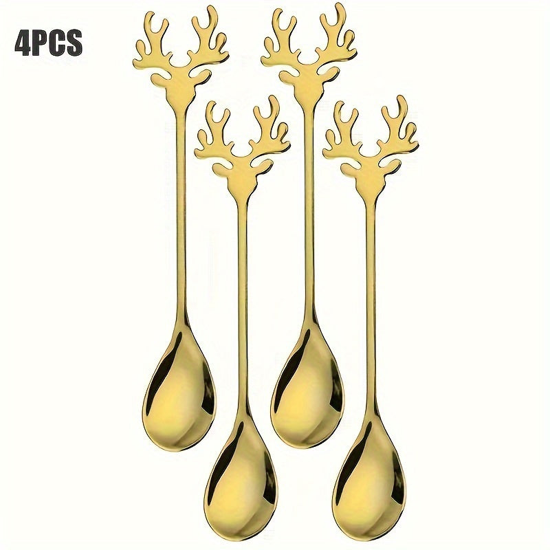 Stainless Steel Deer Head Coffee Spoon for Dessert and Coffee