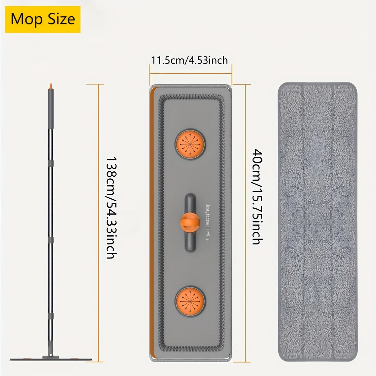Mopa de exprimido sin manos con escurridor, sistema de cubo plano, mango de 360°, almohadillas de microfibra