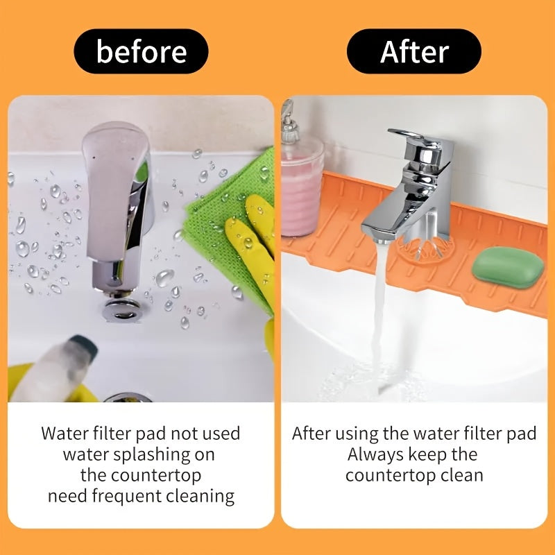 Silicone Sink Faucet Drip Tray Waterproof Tilt Design for Kitchen Bathroom Bar