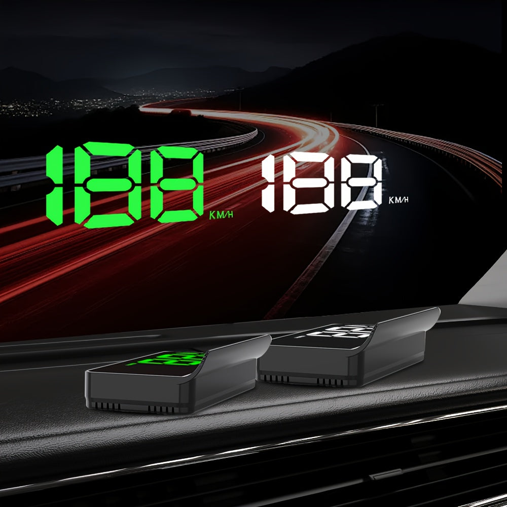 Universal Car Digital Speedometer HUD with White and Green LED Compatible with All Vehicles