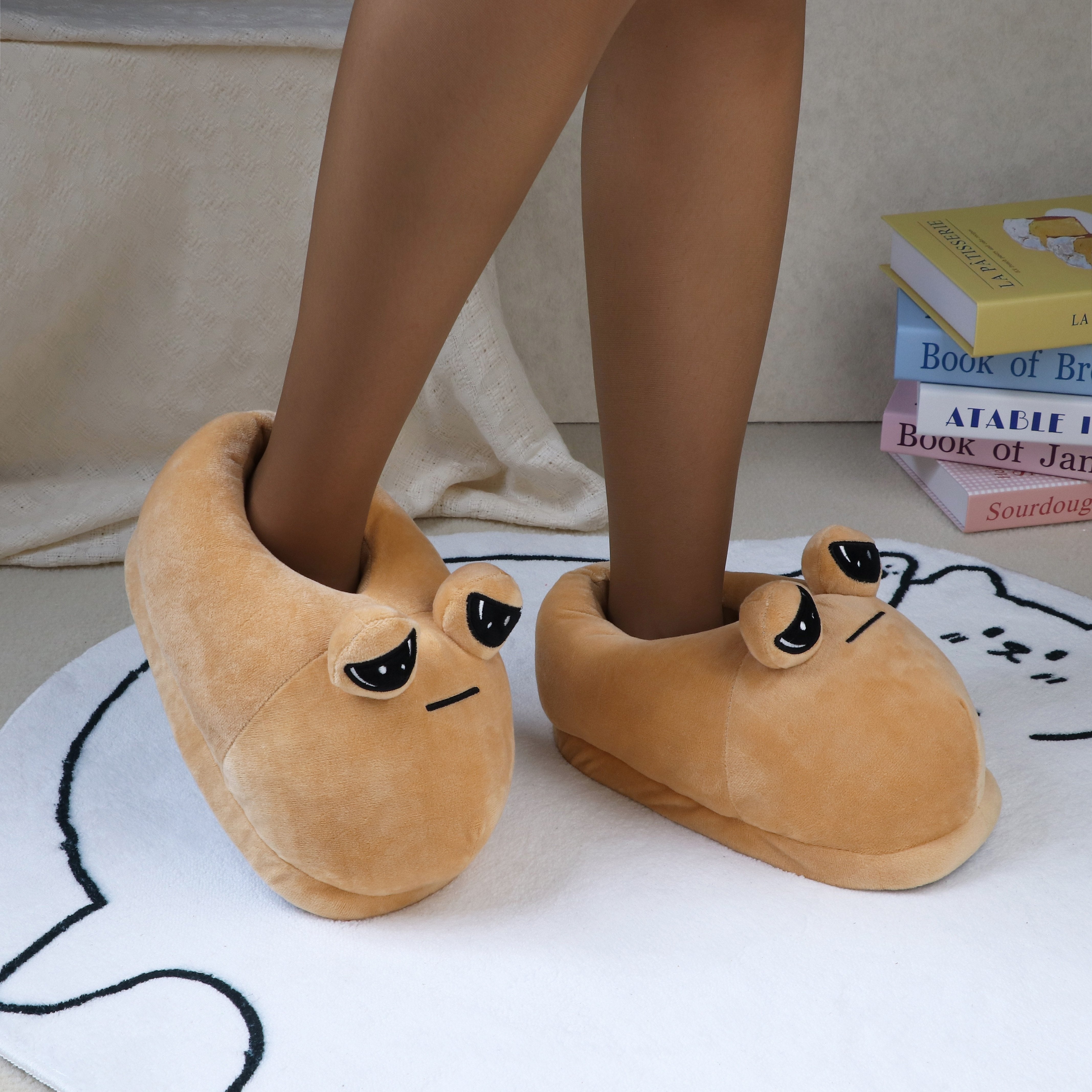 Girls Plush Lined Cute Frog Slippers Indoor Indoor Slippers