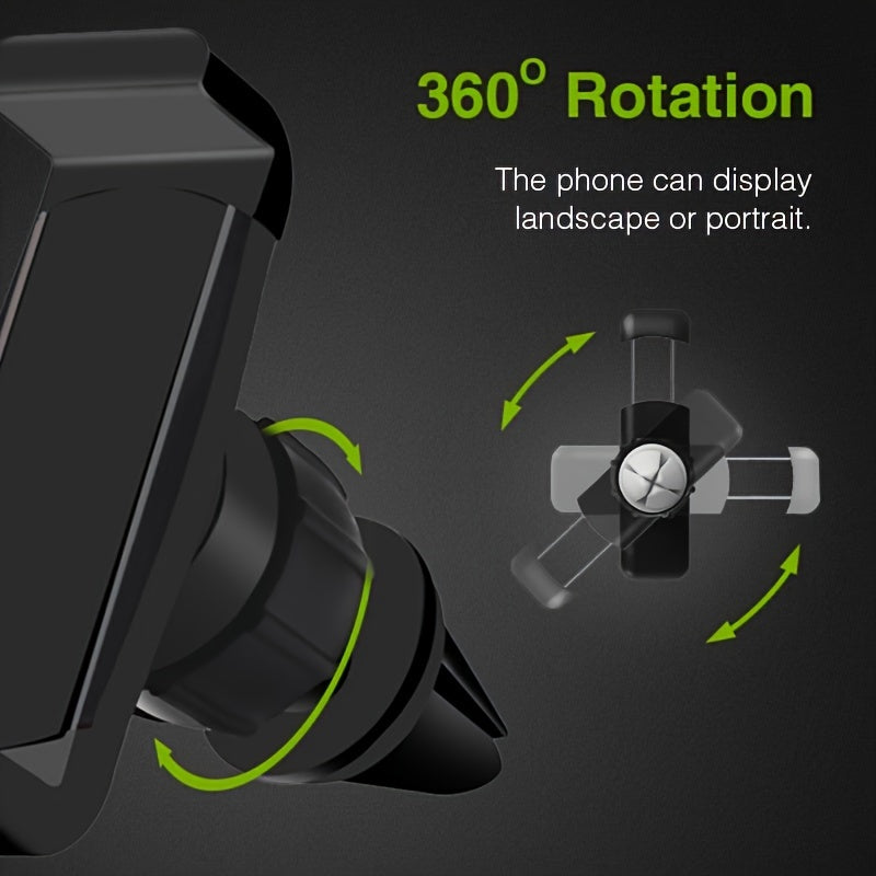 Avtomobil havo ventilyatori uchun telefon tutgichi, Snap-On, 360 daraja aylanadigan, ko‘p funksiyali