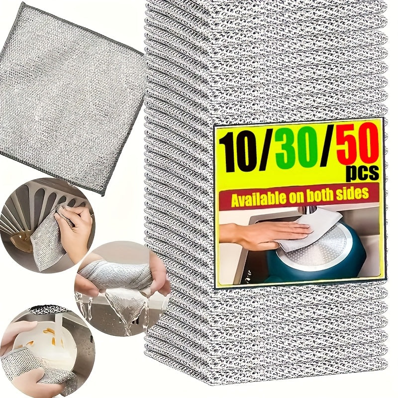 Reusable Microfiber Metal Wire Cloth for Heavy-Duty Cleaning of Surfaces Sink Cookware