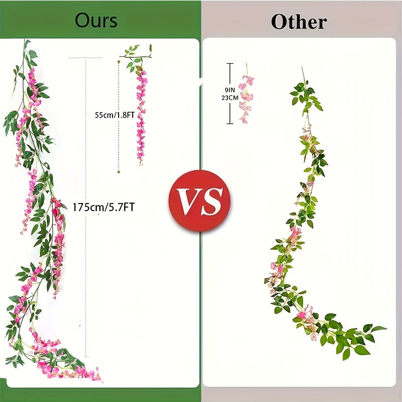 Guirnalda de glicinia artificial de 4 piezas, 173cm, enredaderas de flores falsas para hogar, jardín, arco de boda