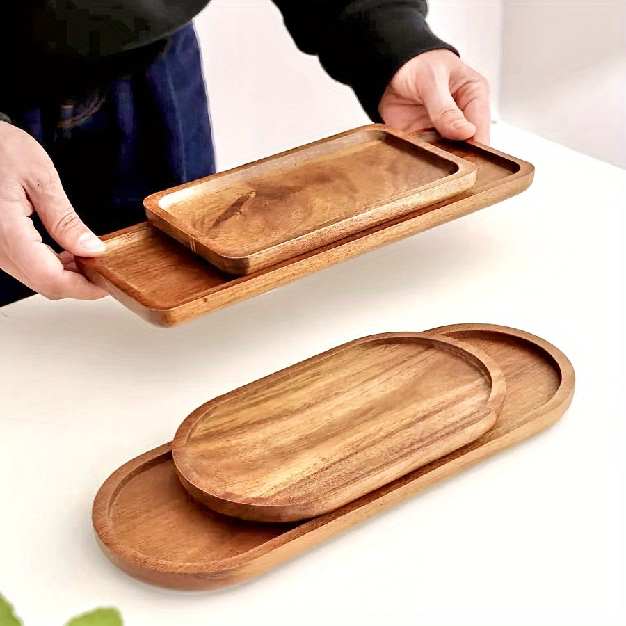 Wooden Serving Tray for Snacks Breakfast and Home Decor Natural Wood Grain