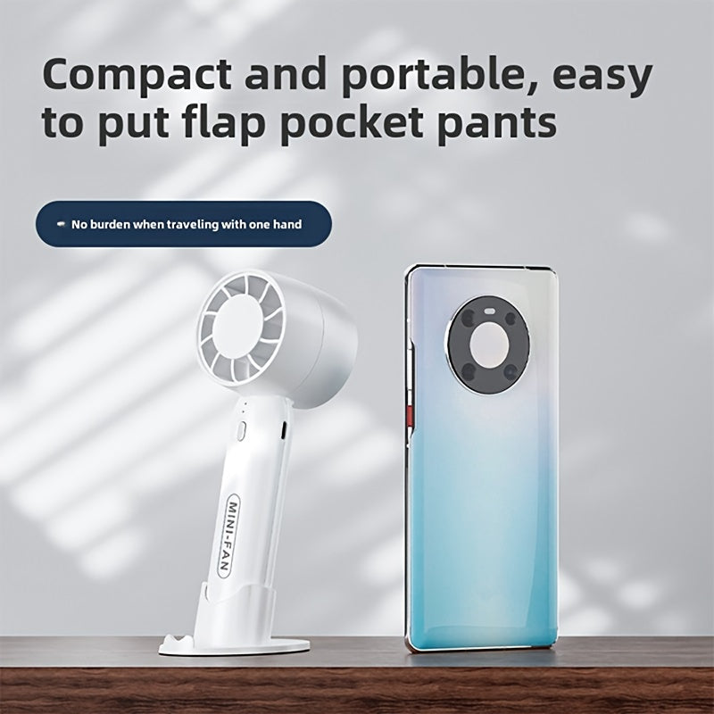 Ventilador portátil de mano de escritorio con modo turbo y carga USB para estudiantes al aire libre