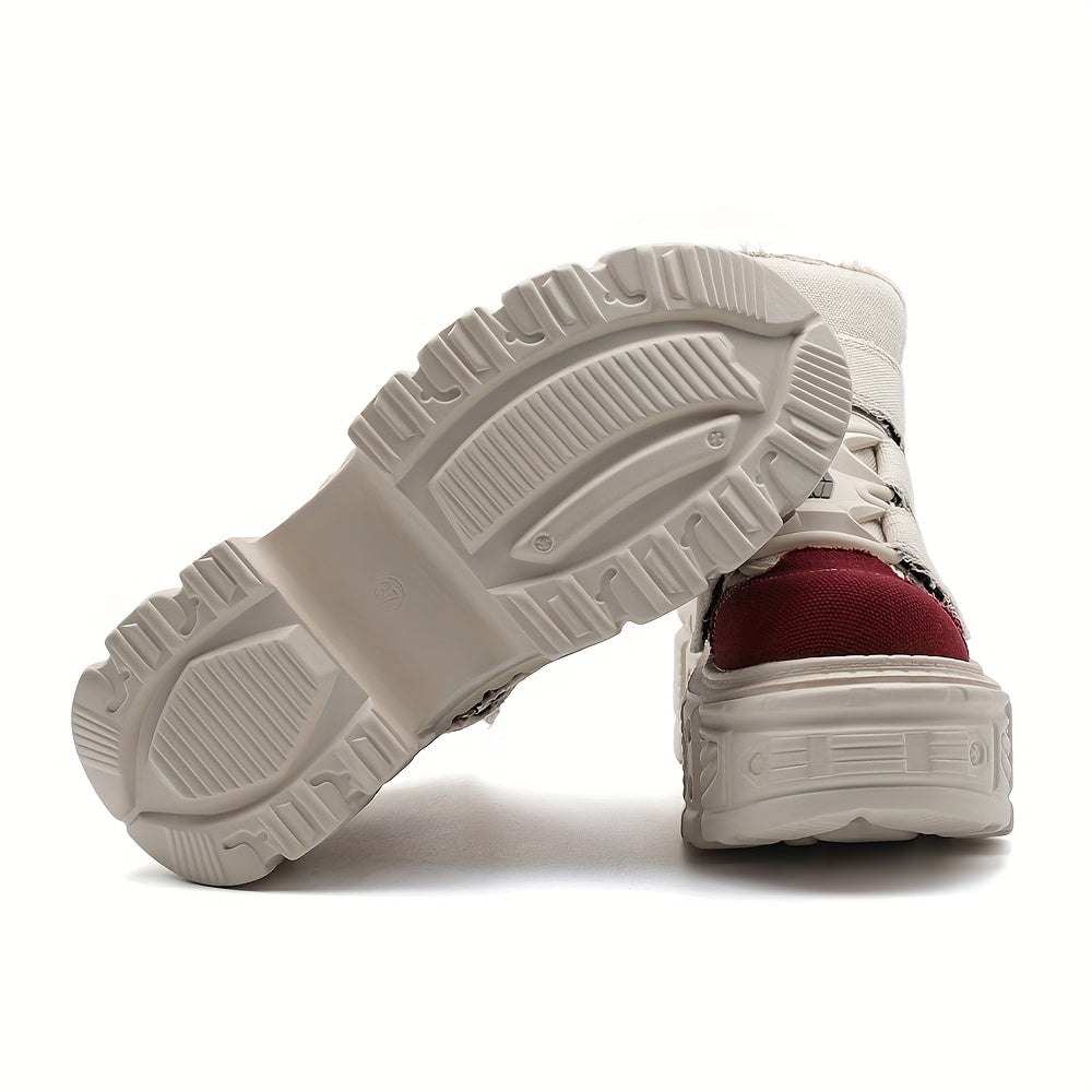 Women's Gothic Punk Style Sneakers Flat Boots EVA Sole Hook-and-Loop