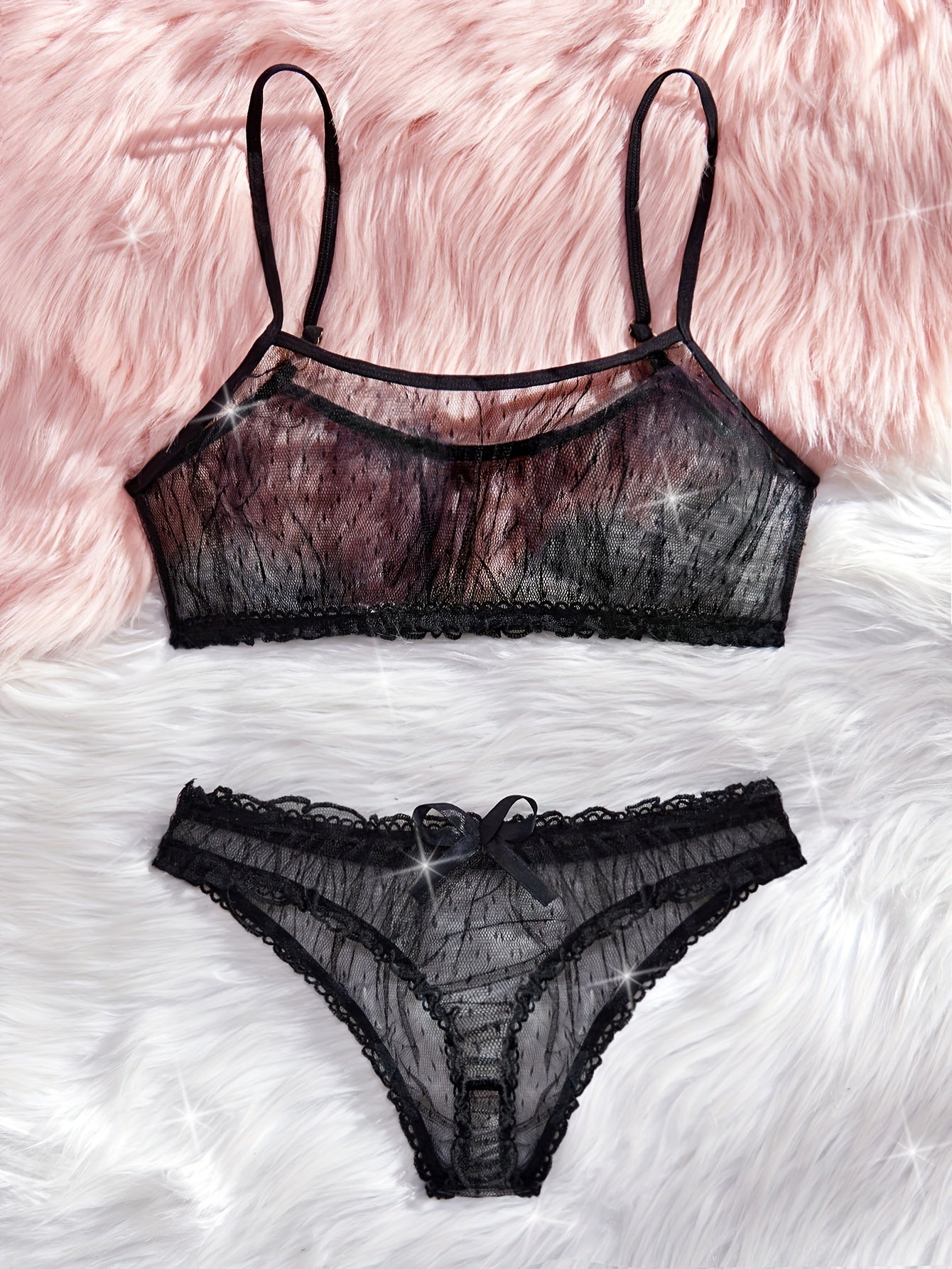 Women's Polka Dot Mesh Lingerie Set Sexy Cute Gift for Couples