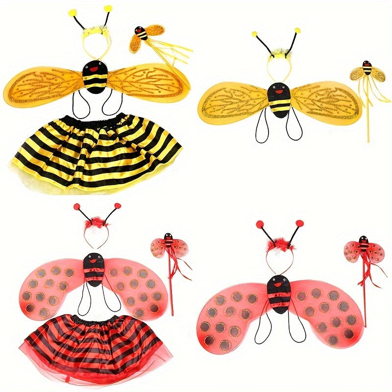 Dance Costume for Girls Tutu Skirt Bee Wings Headband and Dancewear Set