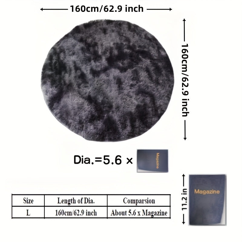 Ultra-Soft Plush Round Floor Mat Non-Slip Machine Washable Light Grey Black Grey