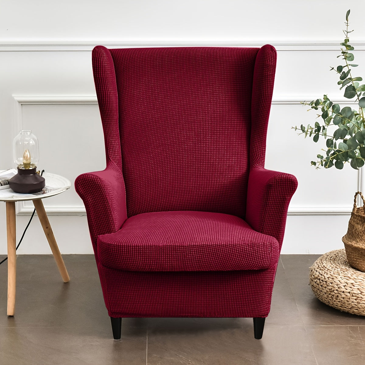 2 чехла для кресел, изготовленных из эластичной жаккардовой ткани для кресел с высокими спинками в спальнях, офисах, гостиных и для домашнего декора.