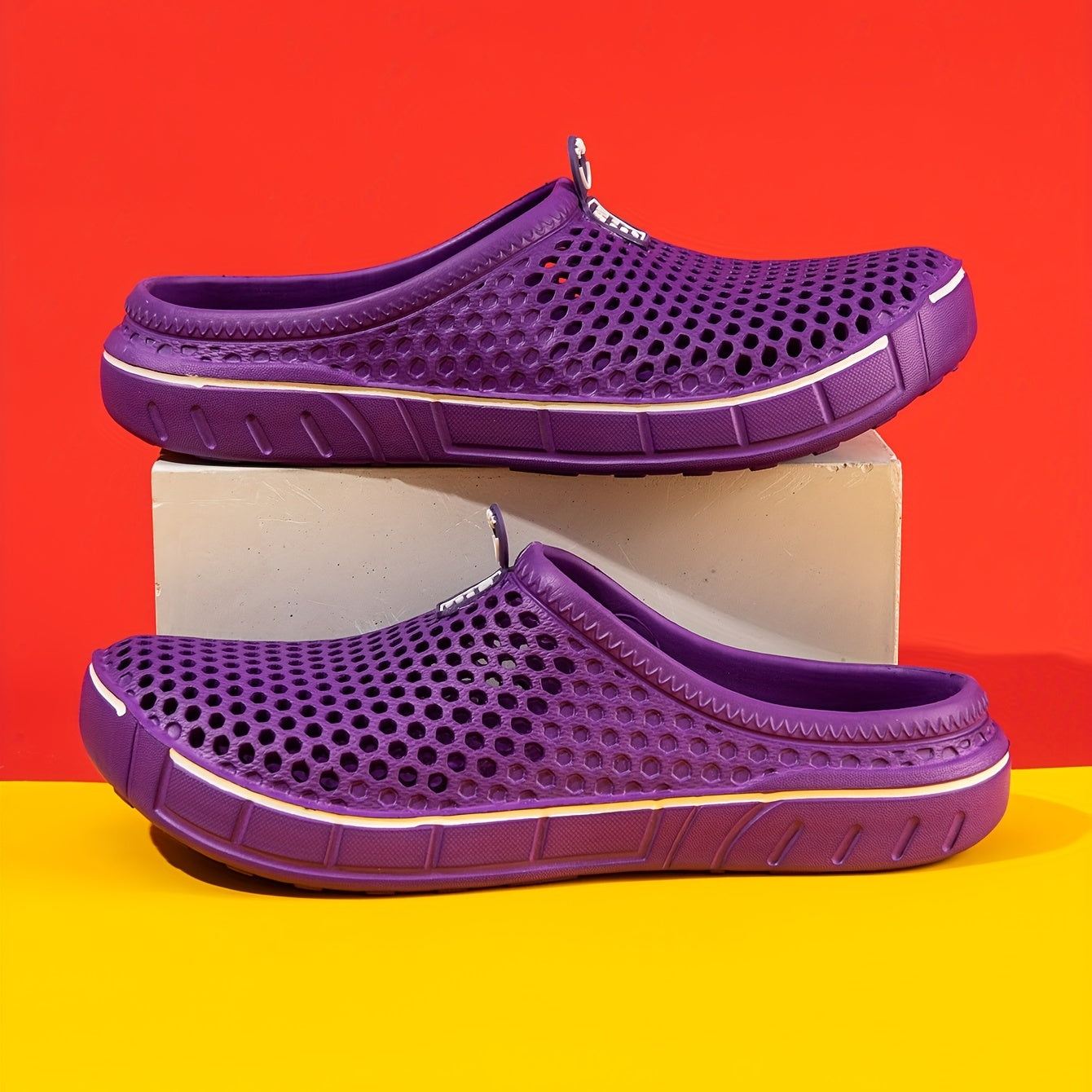 Women's Solid Color Flat Clogs Slide-On Non-Slip Outdoor Casual Shoes