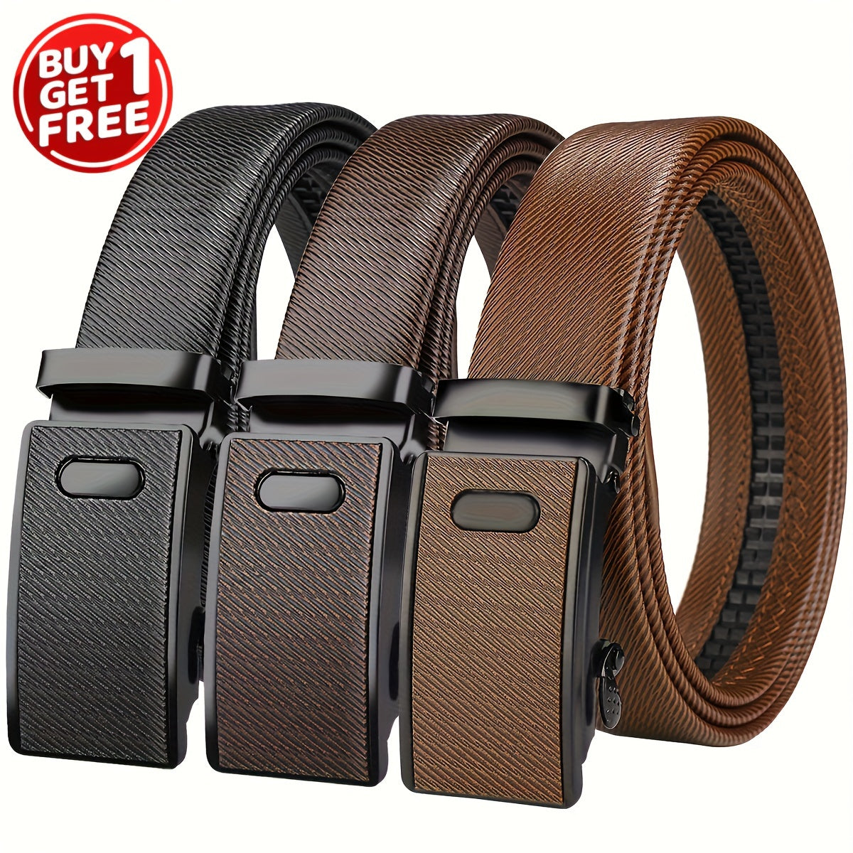Men's Belts Set of Two Automatic Buckle Korean Style for Business Casual Middle-Aged and Young Men