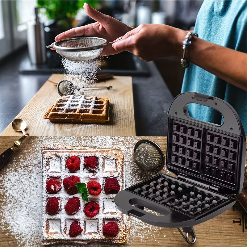 Tostadora de gofres de acero inoxidable para desayunos rápidos con control de botón pulsador
