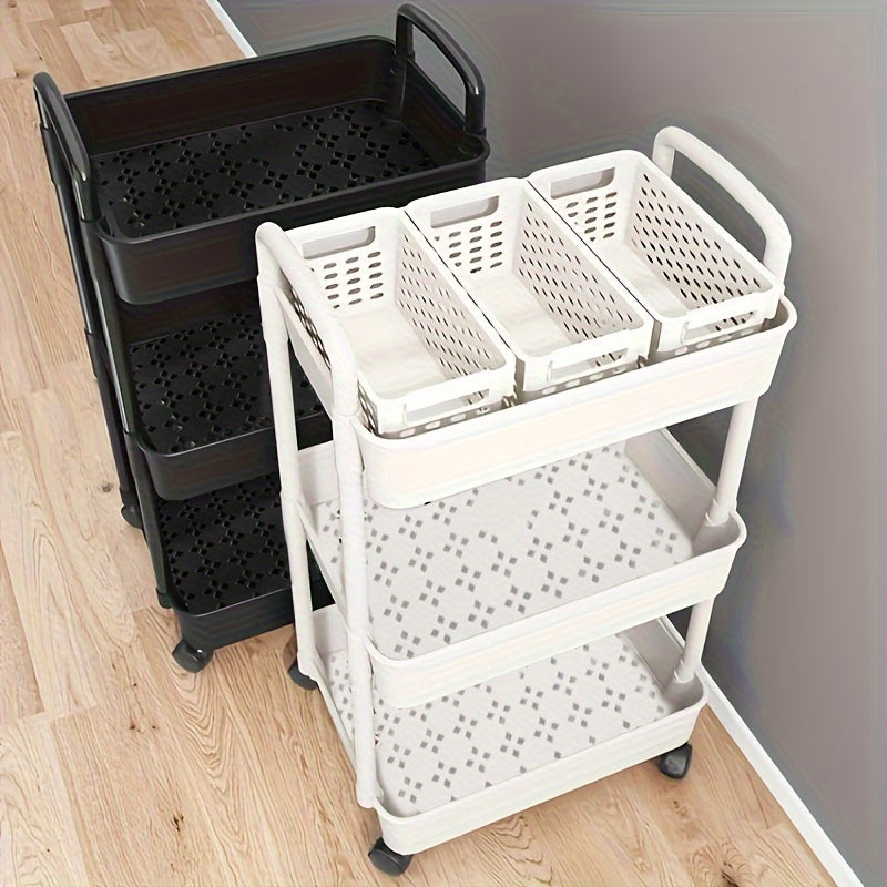 Carro de almacenamiento de plástico con ruedas, organizador multiusos para cocina, baño y dormitorio