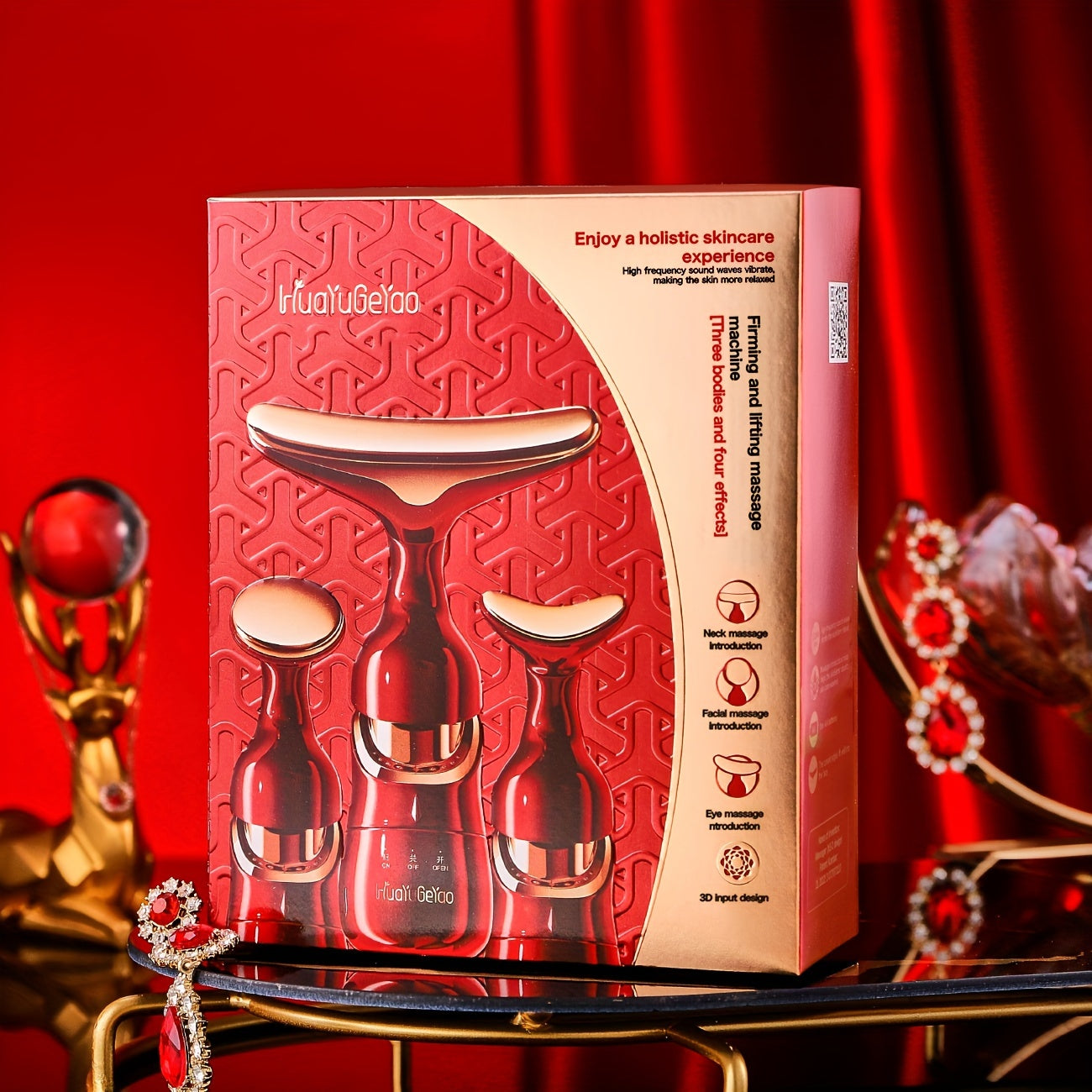 Многофункциональное устройство для массажа лица, глаз и шеи для ухода за кожей