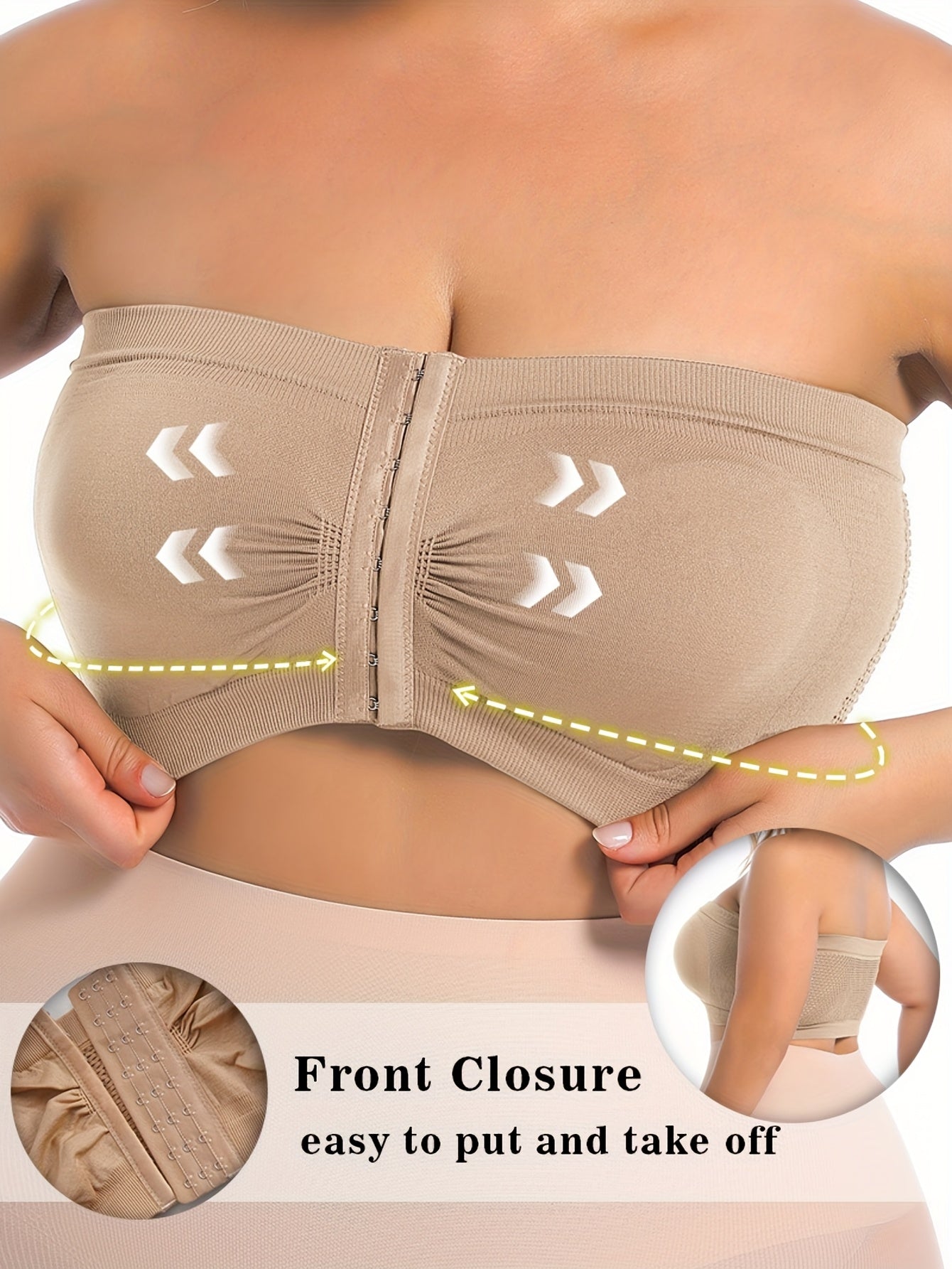 Plus Size Seamless Breathable No Underwire Bra With Front Closure