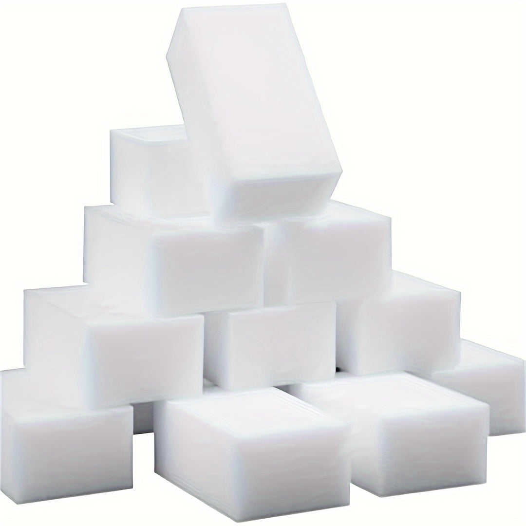 100 ta sehrli gubka to'plami - idishlar, oshxona, avtomobil, lavabo, pech, plita, plastinkalar, hammom, dush, plitkalar, devorlar va poyabzal uchun melamin ko'pik uy tozalash gubkasi - ko'p maqsadli tozalash asbobi va materiallari