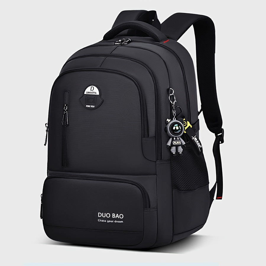Unisex Waterproof Casual Backpack with Laptop Compartment and Keychain Black