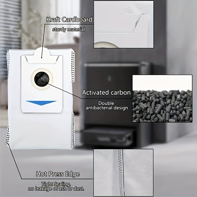 3L Katta Hajmli Antibakterial va Deodorant Xususiyatlariga ega Bir Martalik Sumkalar, Ecovacs T30S/X2/X2 Pro/X2 Omni/X5 Omni Robot Changyutgichlari uchun Mos - 8 Ta O'rnini Bosuvchi Chang Sumkasi Kiritilgan, Elektr Energiya Talab Qilmaydi