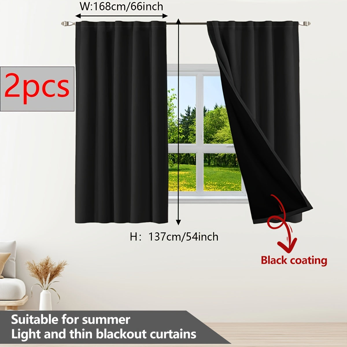 Two Pieces Blackout Curtains Thermal Insulated Twill for Bedroom Living Room