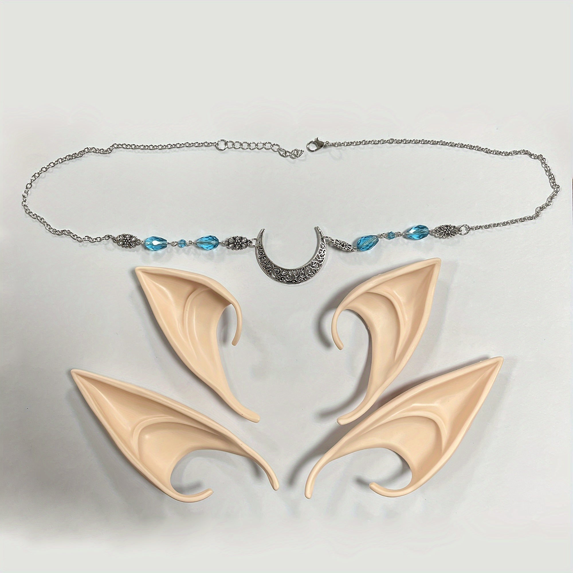 Набор ушей эльфа с головным убором, включает короткие и длинные феи уши с цепочкой для головы в виде луны. Идеальные аксессуары для волос феи для Хэллоуина, маскарада, Ренессанса, Ид и Рамадана, реквизит для косплея.