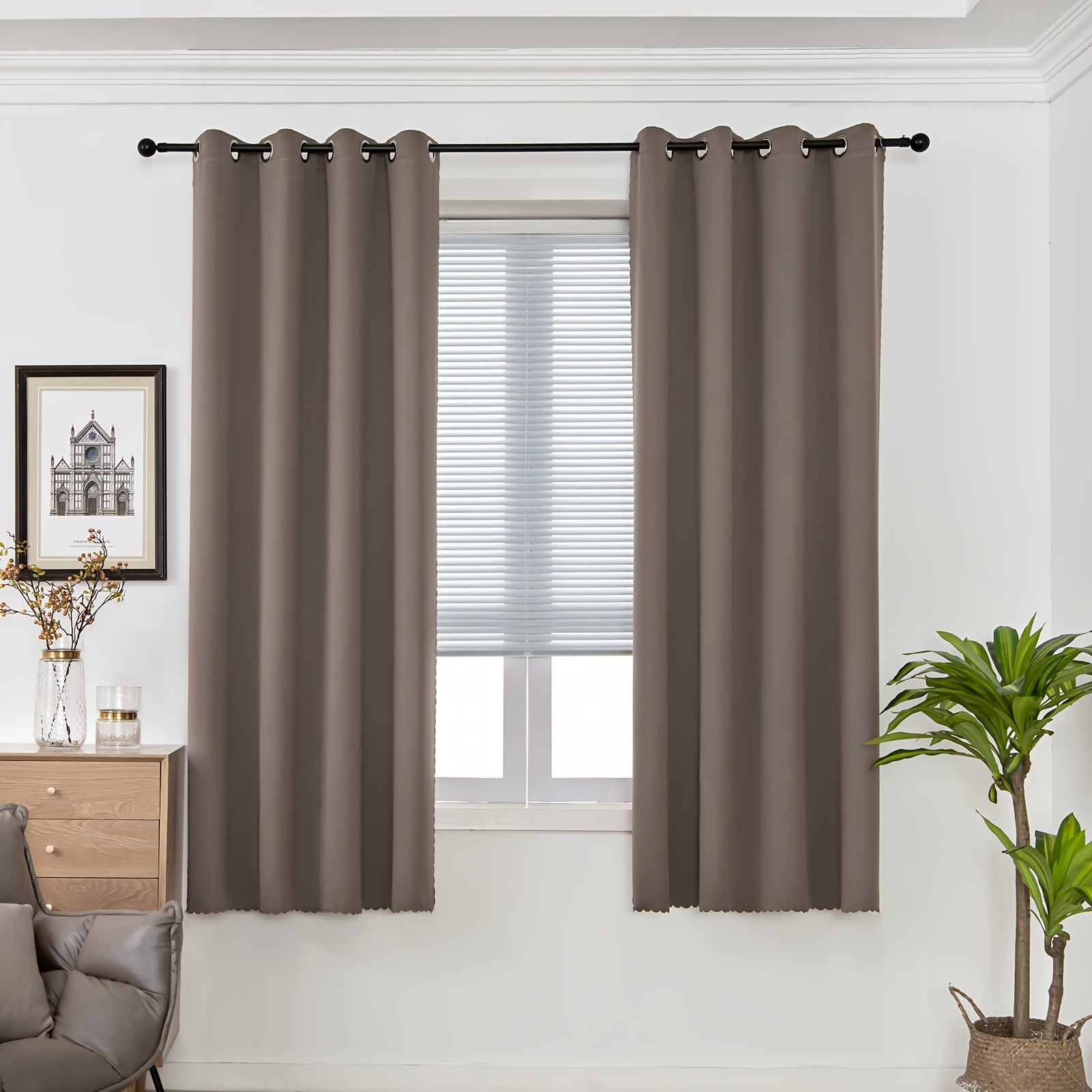 Blackout Curtains Solid Black Thermal Grommet Drapes for Bedroom Living Room