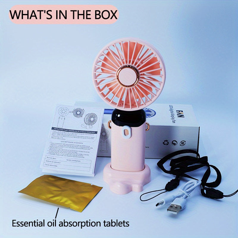 Портативный перезаряжаемый USB ручной вентилятор в розовом цвете с 5-скоростным LED-дисплеем. Компактный и легкий для путешествий, офиса, кемпинга и использования на открытом воздухе. Подходит для спальни, складной и портативный.