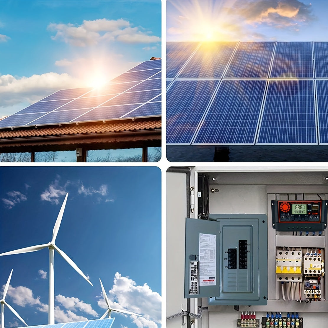 Черный регулятор заряда солнечной панели 12В/24В PWM с двойным USB LCD-дисплеем