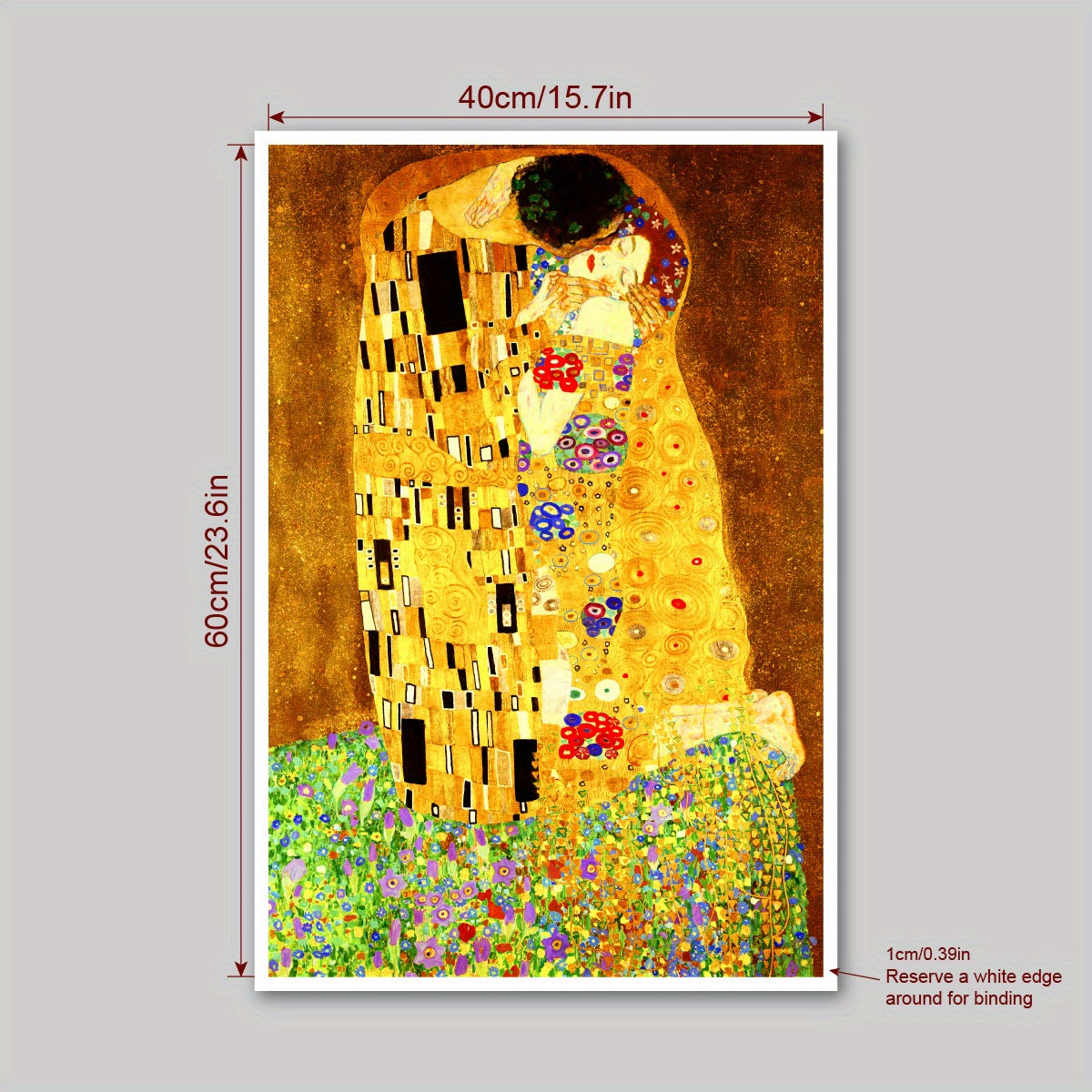 Gustav Klimtning The Kiss canvasi devor san'ati uchun, yashash xonasi uchun bezak, trubkaga o'ralgan