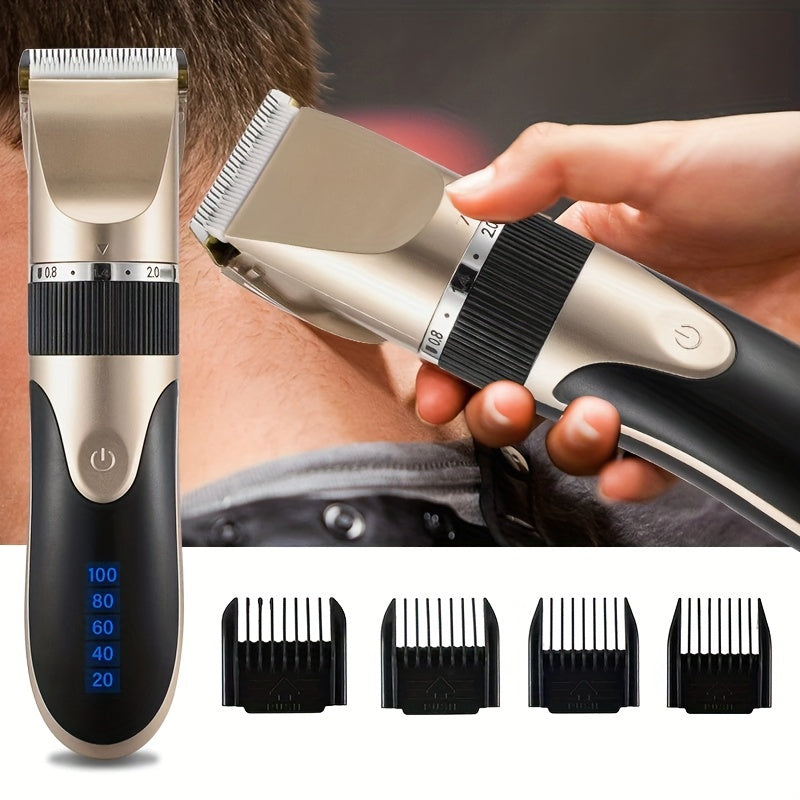 USB rechargeable digital hair trimmer with ceramic blade for men's haircuts