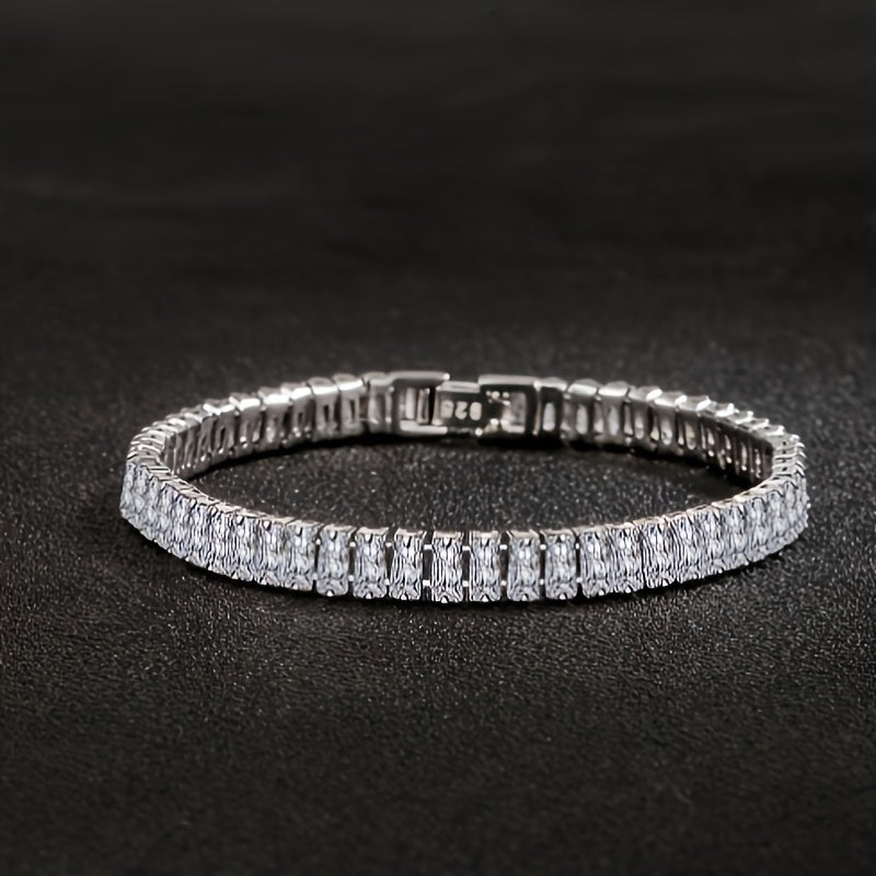 Pulsera boho de plata de ley con trébol y moissanite para mujer