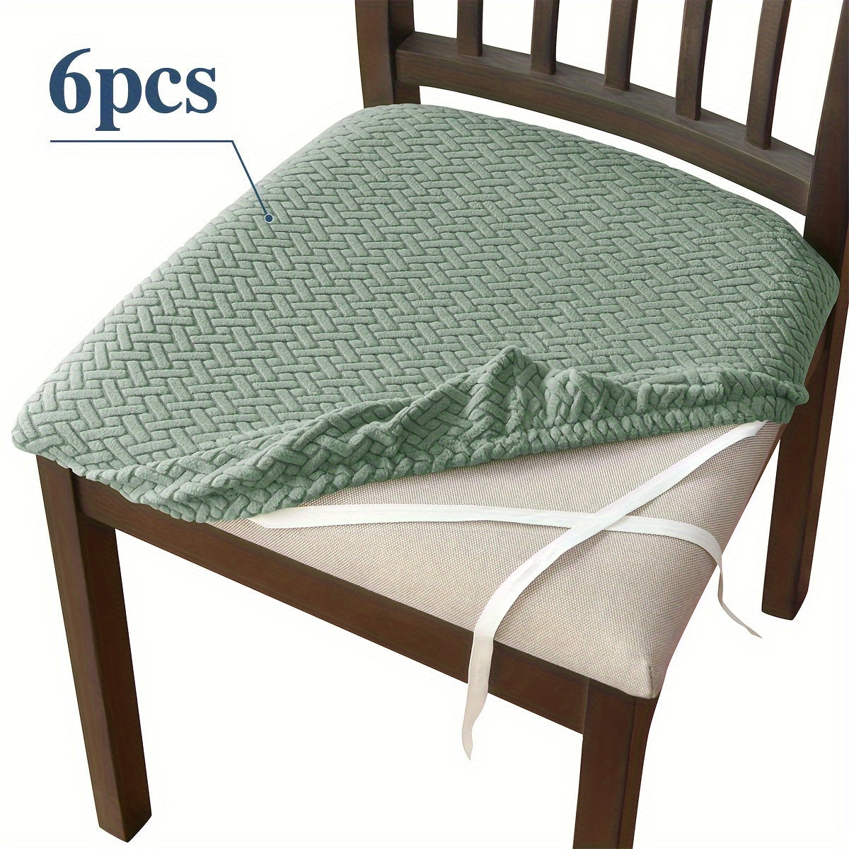 4/6 dona cho‘ziluvchan ovqatlanish stoli kreslolarining o‘rindiq qoplamalari, elastik moslash, bog‘lashlar, mashina yuviladigan