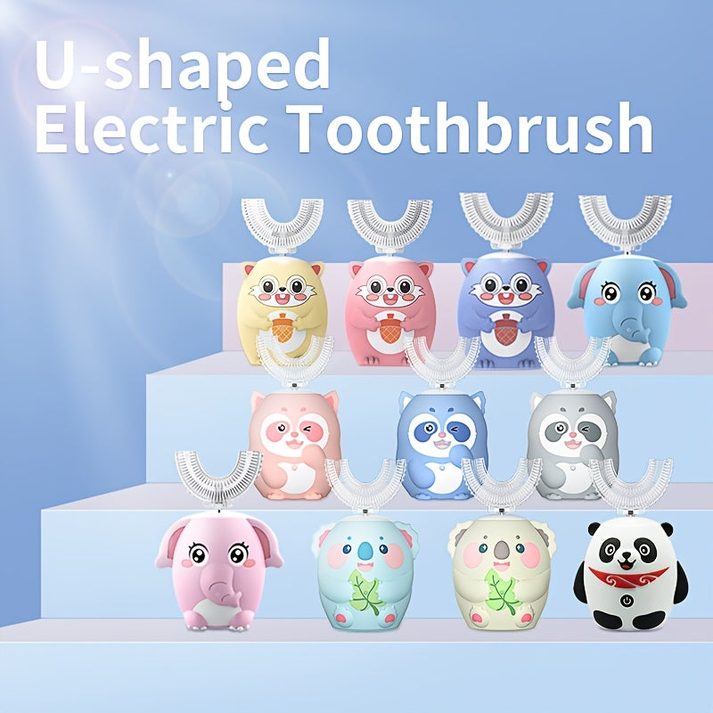 Youngsters U-Shaped Electric Toothbrush Compact Rechargeable Cartoon Design